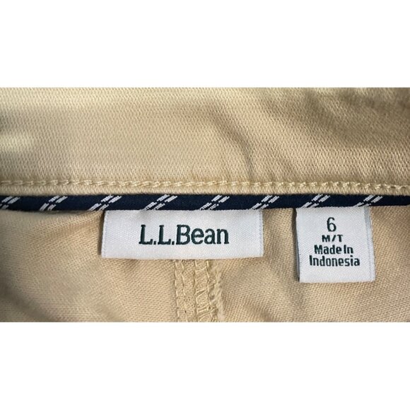L.L. Bean Womens Beige Stretch Wide leg Cotton Chino Pants Size 6 M/T Preppy Cas - Picture 2 of 5